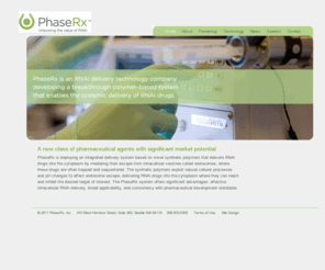 phaserx.com: PHASERX: RNAi delivery technology | HOME
The PhaseRx RNAi delivery technology system offers effective intracellular RNAi delivery and consistency with pharmaceutical development standards.