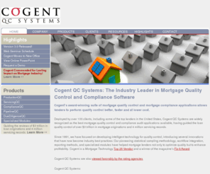 cogentqc.com: Cogent QC Systems: Award-Winning Mortgage Quality Control and Compliance Software
Cogent QC Systems provides industry leading software for mortgage loan quality control and mortgage compliance auditing