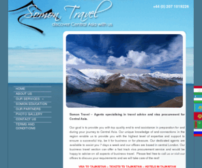 somontravel.com: Somon Travel - Visa and Travel to Central Asia
Welcome to Somon Ltd specialised agents in visa processing and travel advisory for Central Asia. Our goal is provide you high quality end to end assistance during your journey. Our unique expertise and partnership connections in the region provides you an opportunity to explore Central Asia not only for  tourism but for business purposes as well.