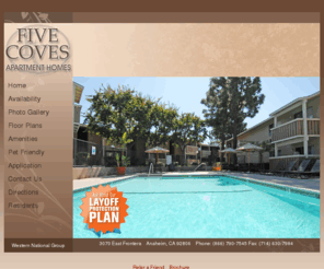 fivecovesapartments.com: Anaheim Apartments - Five Coves Apartment Homes
Five Coves offers beautiful Anaheim apartments with studio, one, and two bedroom floor plans. Contact Five Coves today for more information!