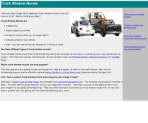 truckwindowmurals.com: Truck Window Murals | Rear Window Decals 
Lowest price guaranteed on all truck window murals. Great customer service.