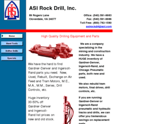 asirockdrill.com: ASI Rock Drill | mining and drilling equipment - parts, new and used
ASI Rock Drill provides the mining and drilling industry with new and used equipment, rebuilds, drifter drills, airtracks and hand tools.