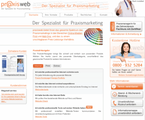 cms-praxishomepage.com: Homepage für Praxis und Zahnarztpraxis: praxisweb
praxisweb ist Ihr Spezialist für wirtschaftliches Praxismarketing. Wir bringen Sie mit effizienten Lösungen und Ihrer eigenen Homepage ins Internet.