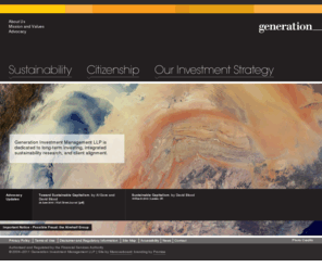 generationim.com: Generation Investment Management LLP
Generation is dedicated to long-term investing, integrated sustainability research, and client alignment. The firm was co-founded in 2004 by Al Gore and David Blood. Offices in London and New York.