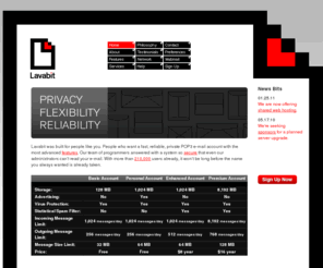 myradioshack.com: Lavabit ..::.. Home
Lavabit is a premier POP3 e-mail provider with free and premium accounts. We provide advanced features and fast reliable service for people who are serious about their e-mail.