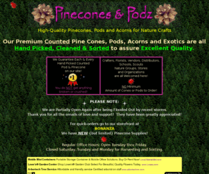 pineconesandpodz.com: Pine Cones High-Quality Pinecones Pods Acorns for Nature Crafts
Pinecones & Podz ~ Pine Cones Pods Acorns Nature Crafts Supplies Firestarters Hand-picked High-Quality Great service and prices Pine Cone ID Posters