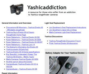 yashicaddiction.com: Yashicaddiction --  Yashica rangefinder camera resources -- Battery Adapter
Yashicaddiction is a resource for those with an addiction to classic Yashica rangefinder cameras.