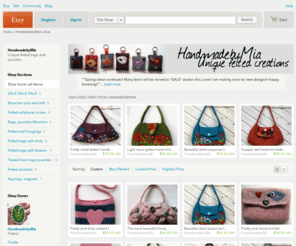 handmadebymia.com: Unique felted bags and pouches by HandmadebyMia on Etsy
Welcome to HandmadebyMias shop!    Unique felted creations: bags, purses, pouches and brooches. All my felted goodies are 100% Finnish lambswool