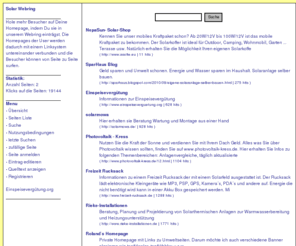 solar-webring.de: Solar und Photovoltaik Webring
Solar und Photovoltaik Webring - machen Sie ihre Homepage bekannt!