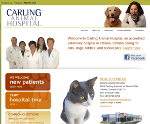 carlingah.mobi: Carling Animal Hospital | An Ottawa vet hospital caring for cats, dogs, rabbits, & pocket pets.

  
     Carling Animal Hospital, an accredited veterinary hospital in Ottawa, Ontario caring for cats, dogs, rabbits, and pocket pets.
  
