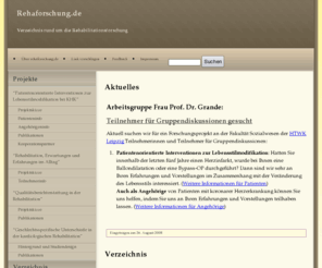 rehaforschung.de: Verzeichnis rund um die Rehabilitationsforschung
Verzeichnis rund um die Rehabilitationsforschung: Nach Themen sortierte Links mit Beschreibungen und Screenshots