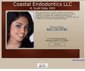 drscotteddy.com: Coastal Endodontics LLC | R. Scott Eddy, DDS
Dr. R. Scott Eddy and the staff of Coastal Endodontics are proud to offer high quality dental care to Pawleys Island, SC and surrounding areas.  Call us today at 843-235-9780.