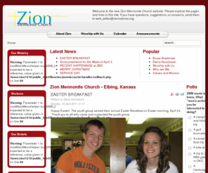 zionmenno.org: Zion Mennonite Church • Elbing, Kansas
The website of Zion Mennonite Church in Elbing, Kansas.