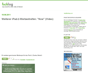 fscklog.de: fscklog - Mac + iPhone + iPad + iPod - Tales of Interest
Täglich die interessantesten Dinge rund um Mac, iPhone, iPad, iPod und Apple.