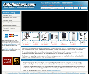 autofaucets.com: Autoflushers.com Home Page
Autoflushers.com offers high quality automatic restroom fixtures at affordable prices. Including automatic faucets,automatic flush toilet and urinal valves, air fresheners, automatic foam soap dispensers, and paper towel dispensers.