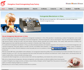 chinahomogenizers.com: High Pressure Homogenizer,Ice Cream Freezer Manufacturer
Chaoli is China homogenizer manufacturer, provides high pressure homogenizer and ice cream freezer for food, chemical and pharmacy industry. We provide 25MPa to 80MPa homogenizers and 300 liter ice cream freezers. Milk homogenization technology is also available. We use stainless steel casing for homogenizers, split pump is used to reduce stress, easy for maintenance. Our high pressure homogenizers are of low noise and low power consumption. Two sets of wear parts are delivered with our industrial homogenizers, long term warranty is available, welcome.