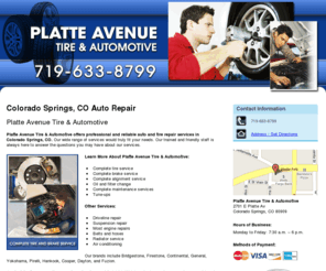 platteavetire.com: Auto Repair Colorado Springs CO - Platte Avenue Tire & Automotive
Platte Avenue Tire & Automotive provides complete tire service to Colorado Springs, CO. Call us at 719-633-8799 for complete tire and break service.