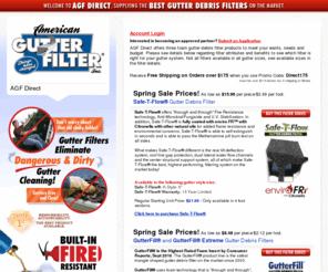 agfdirect.com: AGF Direct, supplying Gutter Filtering Products of American Gutter Filter, Inc.
Buy gutter filters starting as low as $2.15 per foot! Available: GutterFill®, Safe-T-Flow® and True Flowing Debris Filters