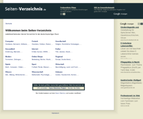 seiten-verzeichnis.de: Internet-Seiten-Verzeichnis - Webkatalog (redaktionell gepflegt)
Willkommen beim Seiten-Verzeichnis, Ihrem redaktionell betreuten Internet-Verzeichnis für den deutschsprachigen Raum.