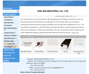 hon-jen.com: HON JEN INDUSTRIAL CO., LTD. - Homepage
HON JEN INDUSTRIAL CO., LTD., No. 30, Alley 69, Lane 223, Chungshan E. Rd., Chungli, Taoyuan County, Taiwan 320, Taiwan