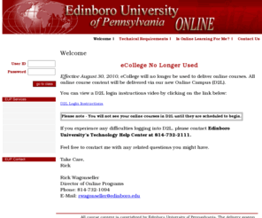 euponline.com: Edinboro University of Pennsylvania | WELCOME
The NAME located in CITY providing online education and services to COMMUNITY