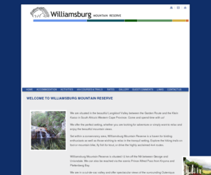 williamsburgfarm.net: Self Catering Farm Accommodation Langkloof Uniondale Knysna Plettenberg Bay South Africa Williamsburg
Situated between Uniondale, Knysna and Plettenberg Bay, Williamsburg Mountain Reserve nestles in a conservancy in the Langkloof valley in South Africa's Karoo region