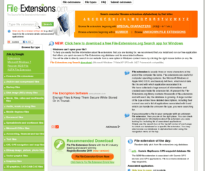 file-extensions.org: File-Extensions.org - File extension library
Large computer file extension library with detailed explanation of each file type with links to free or associated software programs downloads.