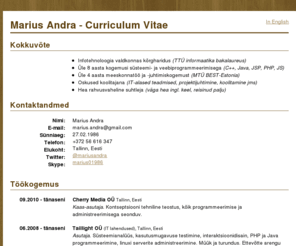 mariusandra.com: Marius Andra - CV
