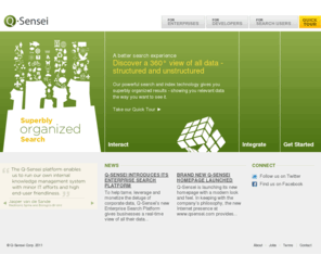 q-sensei.org: Q-Sensei - Superbly organized search
Q-Sensei - Superbly organized search. Interact with data in real-time, integrate all sources and data formats and get started working with your data in only one day.