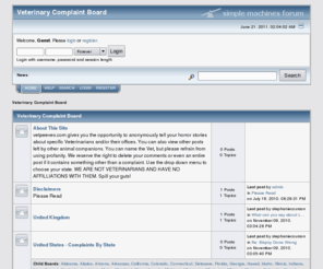 vetpeeves.net: Veterinary Complaint Board - Index
Veterinary Complaint Board - Index