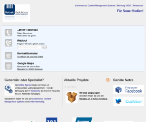 09elf.net: Sebald Solutions Online-Agentur Nürnberg - eCommerce, Content-Management-Systeme, Suchmaschinenmarketing
Online-Agentur und IT-Dienstleister für Webdesign, Softwareentwicklung, Internetlösungen und Netzwerkadministration in Nürnberg