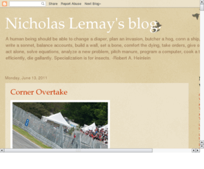 nicholaslemay.com: Nicholas Lemay's blog
Nicholas Lemay's blog. Specialization is for insects.