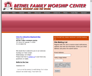 bethelfamilyworship.com: BETHEL FAMILY WORSHIP CENTERBETHEL FAMILY WORSHIP CENTER - Welcome
church in lafayette,tn