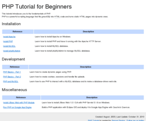 php-tutorials.info: PHP Tutorial
PHP Tutorial for Beginners