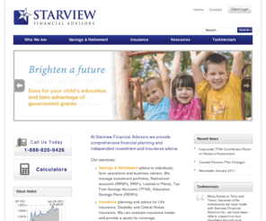 starviewfinancial.com: Starview Financial Advisors
At Starview Financial we provide comprehensive financial planning and independent investment and insurance advice, to clients throughout Ontario and British Columbia. Our clients are individuals and families, retirees, farmers and business owners spanning all age groups.