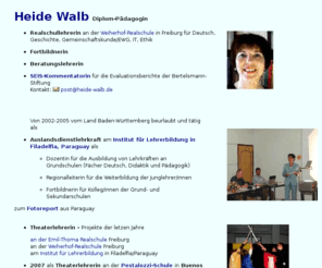 heide-walb.de: Heide Walb Realschullehrerin Emil-Thoma-RS Freiburg Diplompädagogin Auslandsdienstlehrkraft Filadelfia Paraguax
