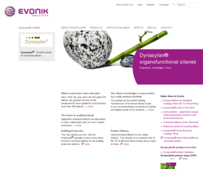multifunctional-silane-systems.com: Dynasylan® - Functional Silanes - Experience - Knowledge - Future
Silanes, Dynasylan, Organofunctional Silanes, Functional Silanes, Silicic acid esters, Product information, Effects, Applications areas, Evonik Industries Silanes