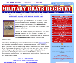 overseasbrat.net: Military Brats Registry, Military Brats Network, Military Brats Online, Overseas Brats, TCK
Military-Brats Registry - Military Brats can search for their long lost friends!