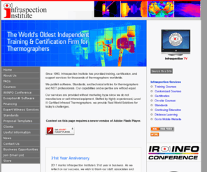 infraspection.com: Infraspection Institute Infrared Training and Infrared Certification
Since 1980, Infraspection Institute has provided training, certification, and support services for thousands of thermographers worldwide.