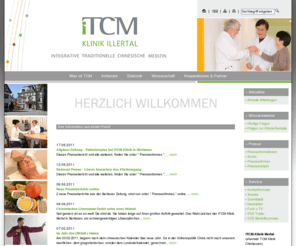 tcm-ottobeuren.biz: Klinik für integrative Traditionelle Chinesische Medizin Illertal GmbH - iTCM-Klinik Illertal,iTCM,TCM Illertissen,TCM,TCM Klinik,Illertissen,Krankenhaus,Chinesische Medizin
Die iTCM-Klinik in Illertissen praktiziert ambulant und stationär in der Illertalklinik. Chinesische TCM-Ärzte und deutsche Schulmediziner kooperieren erfolgreich in Akupunktur, Kräuterheilkunde, Prävention, Universitätsstudien.