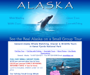 alaskawhalewatchingtours.com: Alaska whale watching tours Kenai Fjords National Park from Seward AK
Small group Alaska whale watching, glacier viewing, wildlife and Kenai Fjords photography tours from Seward AK with oceanfront lodging at Alaska Saltwater Lodge.