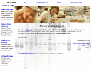 free-online-test.com: Biology Test - free online Tests for your exam, A-Level, GCE ...
Free Online Tests in Biology, Free Biology Resouces for Students, Free Biologytests