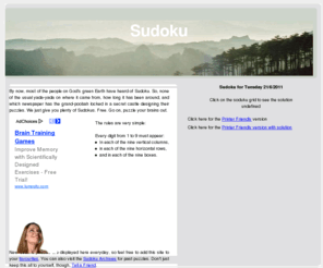 sudoku.cc: Sudoku
Free Sudokus! Every day, a new sudoku with the solution.