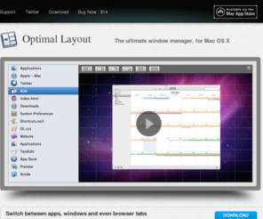 windowflow.com: Optimal Layout — Keyboard control for moving, resizing and tiling application windows on Mac OS X
Optimal Layout is a Mac OS X application for controlling applications windows with the keyboard: move, resize, tile and switch between windows with ease.