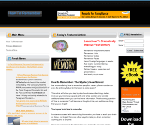 howtoremember.org: How To Remember
