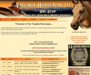 vahorseman.com: Virginia Horseman - Event Calendar
VA Horseman – A One Stop source for the western horse enthusiast in and around Virginia, including equestrian calendar listing horse shows, clinics, seminars and other events. Offering affordable advertising, business directory and classified ads.