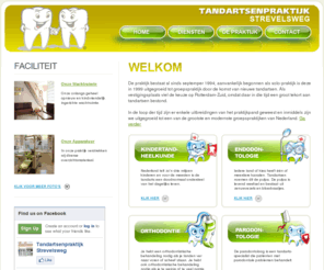 tandartsenpraktijkstrevelsweg.com: tandarts, tandartsen, rotterdam, orthodontist - Tandartsenpraktijk Strevelsweg, Rotterdam
De praktijk bestaat al sinds september 1994; aanvankelijk begonnen als solo- praktijk is deze in 1999 uitgegroeid tot groepspraktijk door de komst van nieuwe tandartsen. Als vestigingsplaats viel de keuze op Rotterdam-Zuid, omdat Rotterdam in die tijd een groot tekort aan tandartsen had.