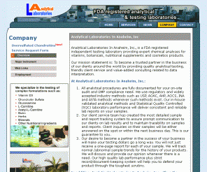 analytical-lab.com: Analytical Laboratory -- Company Introduction
FDA registered analytical laboratory and testing laboratories for vitamins, botanicals, nutritional supplements and cosmetics products