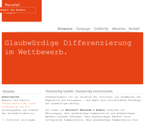 biiyo.com: Marschall Wernecke & Andere - Glaubwürdig handeln. Glaubwürdig kommunizieren.
Marschall Wernecke & Andere -- CSR-Beratung, Kommunikationsberatung, Strategie, Konzept, Umsetzung. Kampagnen, Kommunikation, Agenda Setting, CSR-Partnerschaften. Alles aus einer Hand.