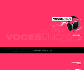 vocesunicas.com: Voces Unicas | VU vocesunicas.com | El Primer Banco de Voces Comerciales en Colombia |
Pagina Oficial del Primer banco de voces comerciales de Colombia